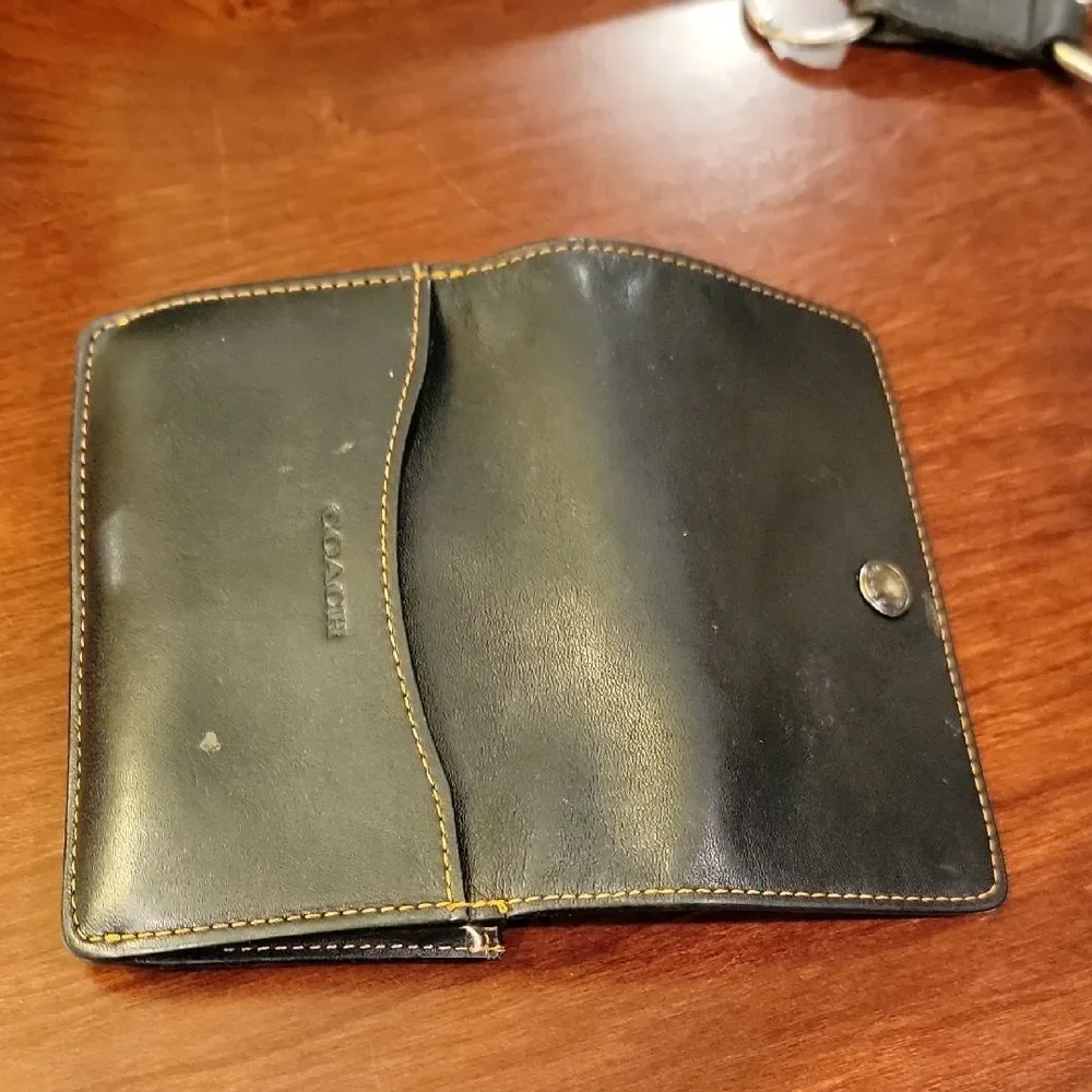 Coach Dark Leather Key Holder and Card Wallet